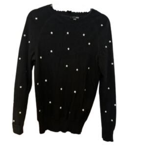 AQUA Cashmere Black Star Embroidered Sweater Medium Bloomingdales